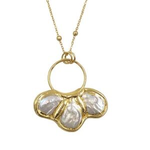 Electroplated 24k gold freshwater Pearl Pendant satellite chain Necklace